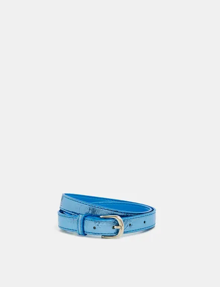 Blue metallic belt