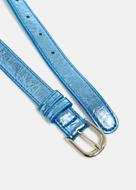 Blue metallic belt