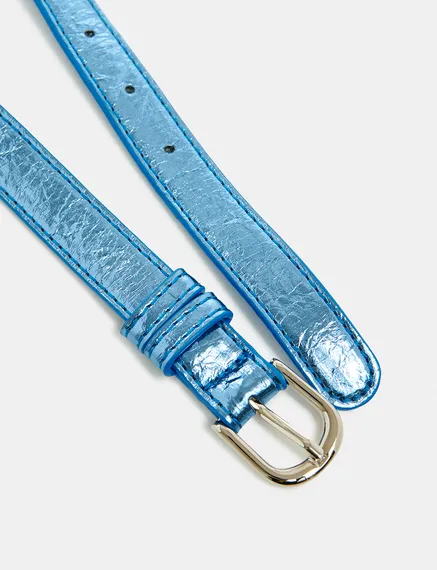 Blue metallic belt