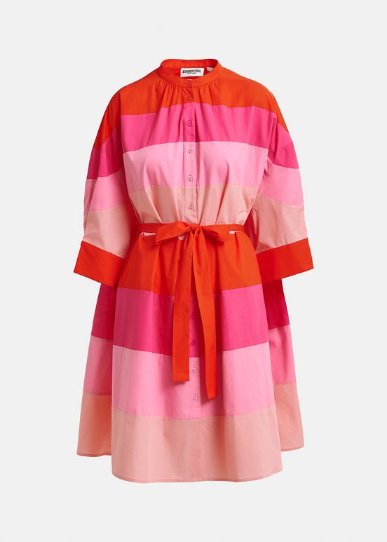 Robe longueur genou en coton rose clair, rose et rouge