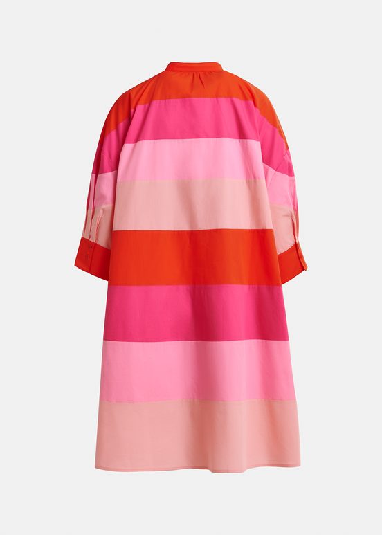 Light pink, pink and red cotton knee-length dress