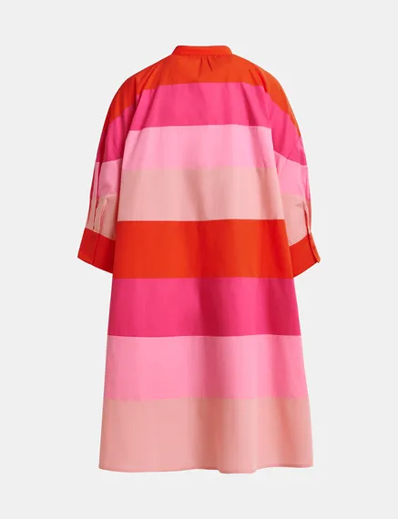 Light pink, pink and red cotton knee-length dress