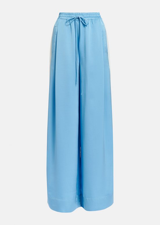 Light blue wide-leg pants with white stripes