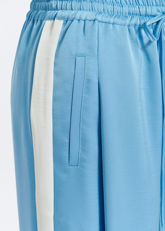 Light blue wide-leg pants with white stripes