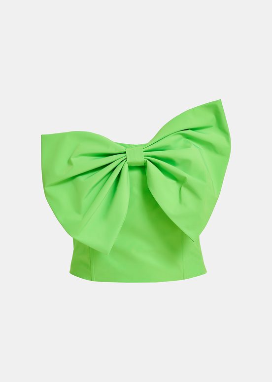 Neon green bustier top with bow