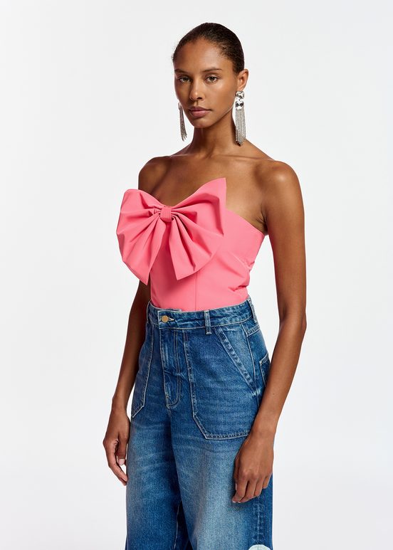 Top bustier rose avec nœud