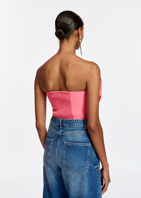 Top bustier rose avec nœud