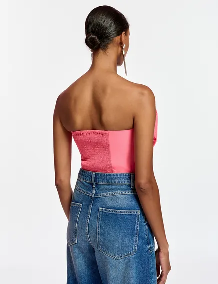 Top bustier rose avec nœud