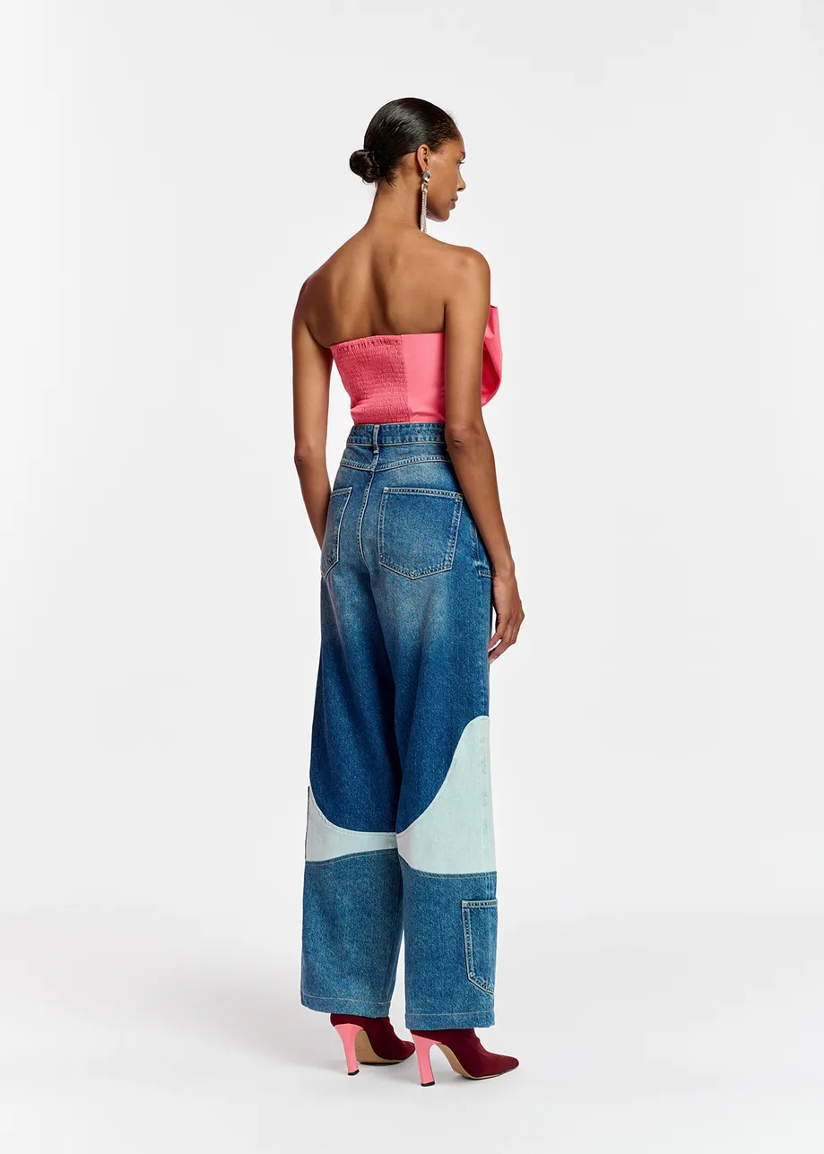 Rosafarbenes Bustier-Oberteil mit Schleife
