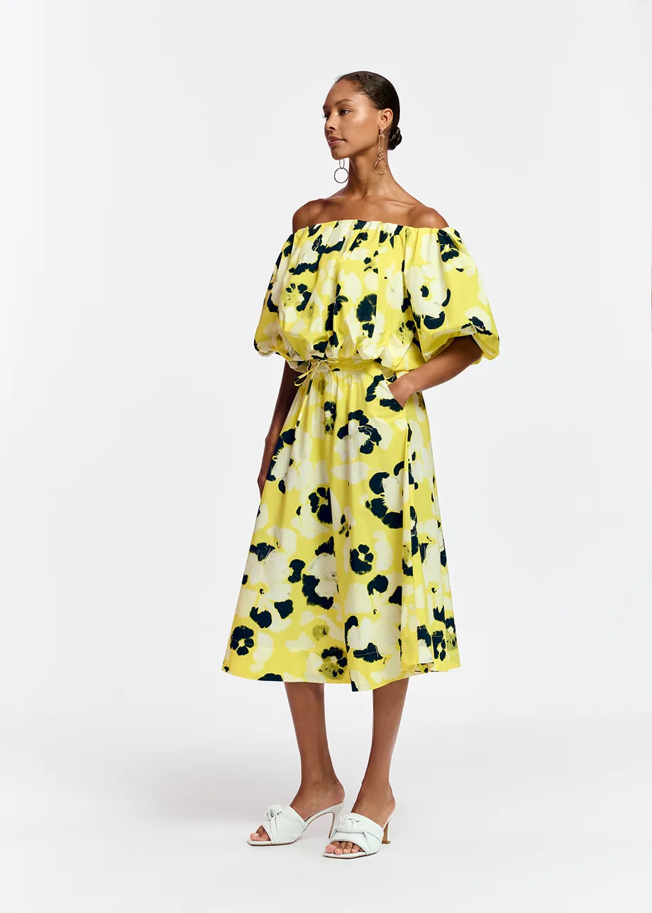 Gele bodysuit met pofmouwen