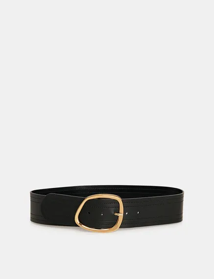 Black leather waist belt