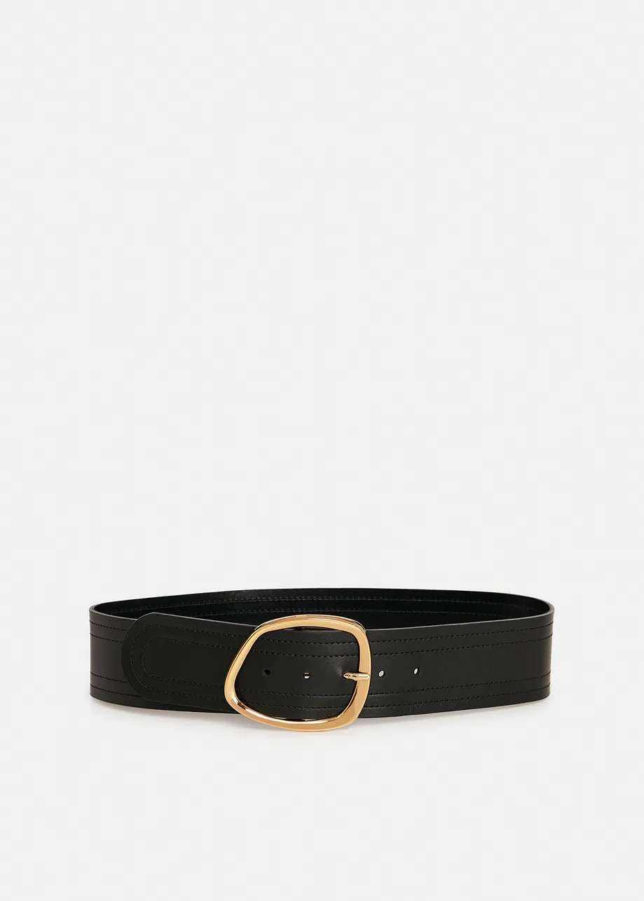 Black leather waist belt