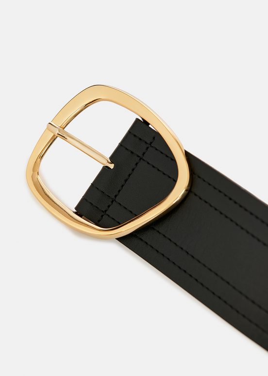 Black leather waist belt