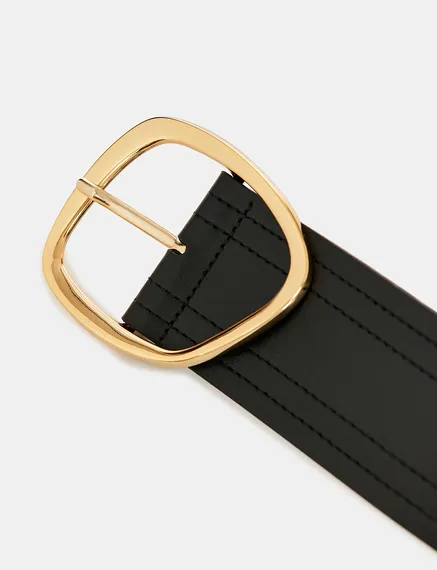 Black leather waist belt