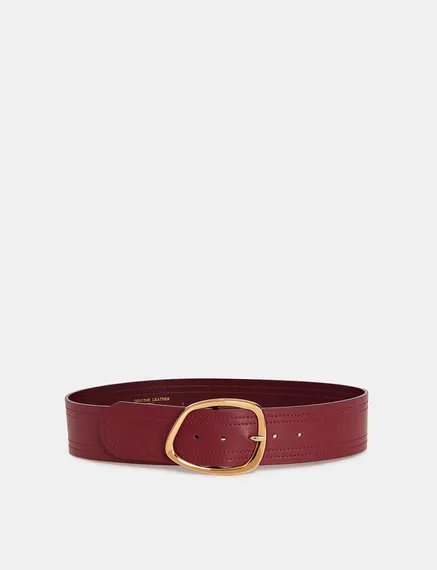 Ceinture de taille en cuir bordeaux