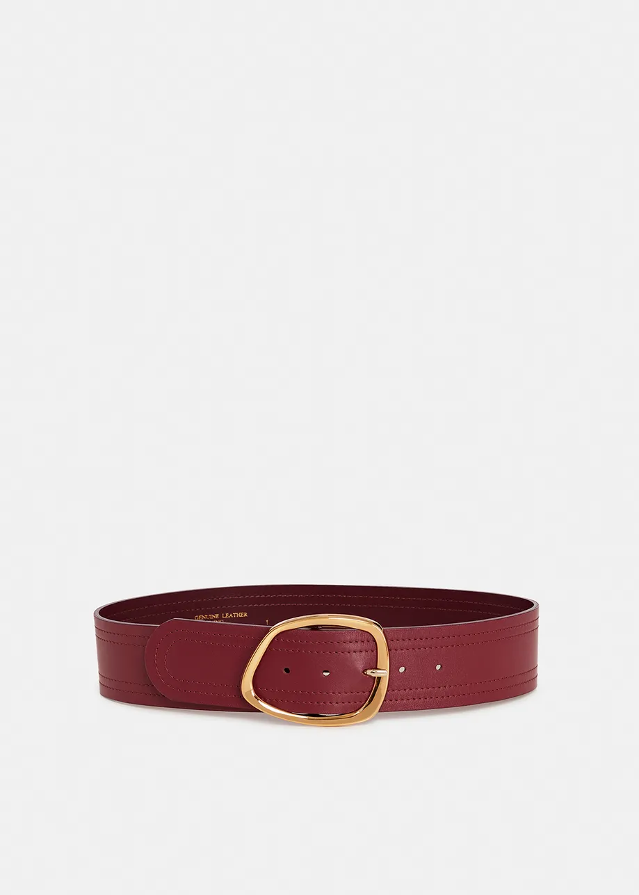 Burgundy leather waist belt