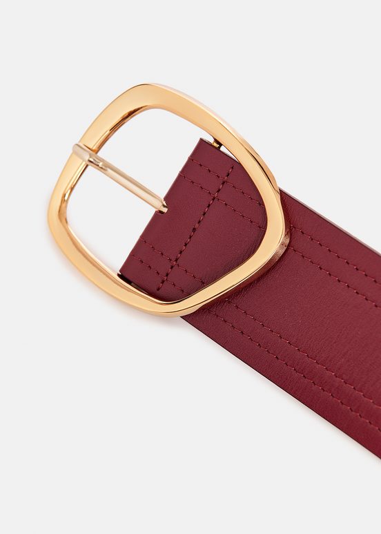 Ceinture de taille en cuir bordeaux