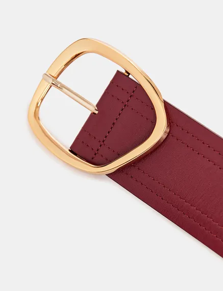 Ceinture de taille en cuir bordeaux