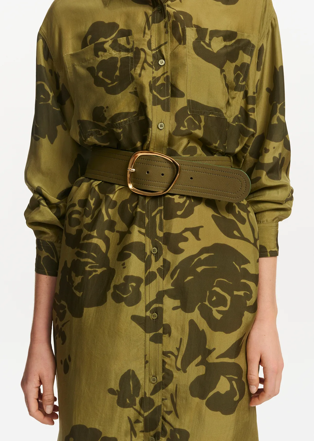 Khaki leather waist belt Essentiel Antwerp Italia - Main Image