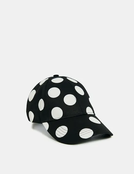 Black and white dotted baseball cap