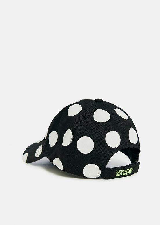 Casquette à pois noire et blanche