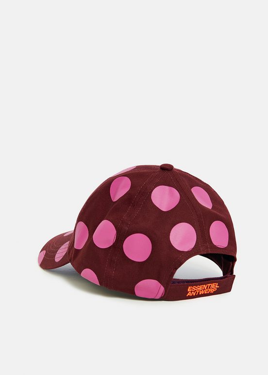 Casquette à pois bordeaux et rose