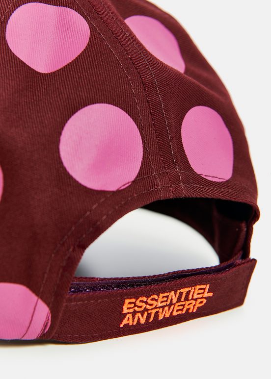 Burgundy and pink dotted baseball cap