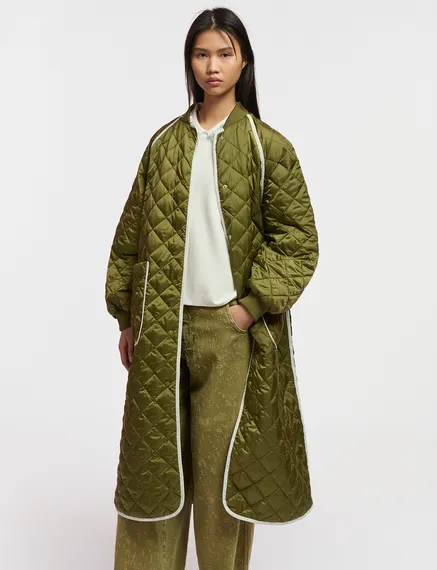 Khaki quilted coat