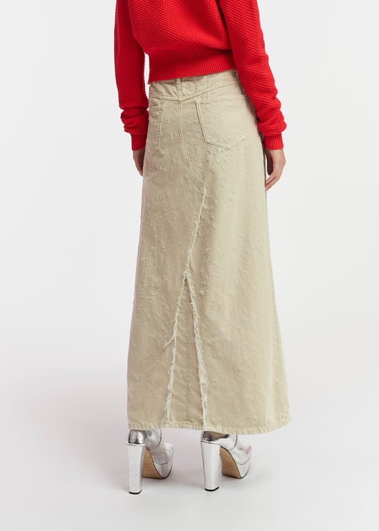 Ecru maxi-jeansrok