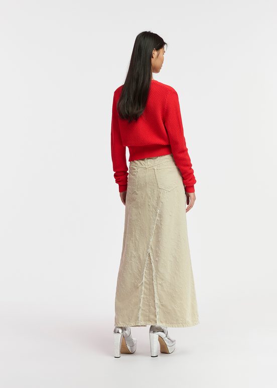 Ecru denim maxi skirt