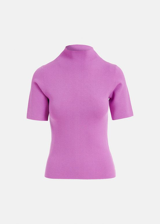 Purple short-sleeved knitted sweater