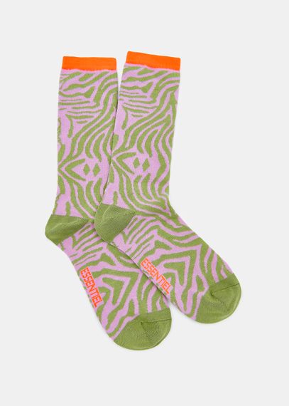 Violette und khakifarbene Zebra-Socken