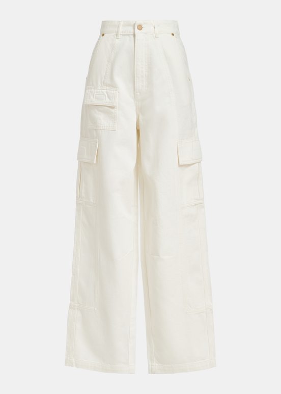 Off-white wide-leg cargo jeans