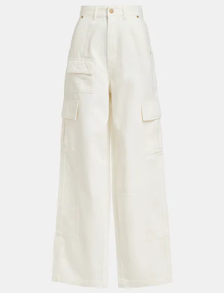 Off-white wide-leg cargo jeans