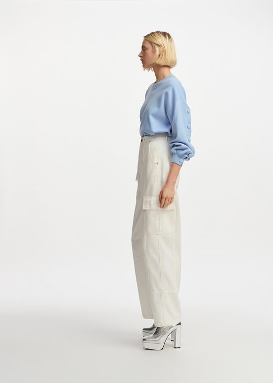 Off-white wide-leg cargo jeans