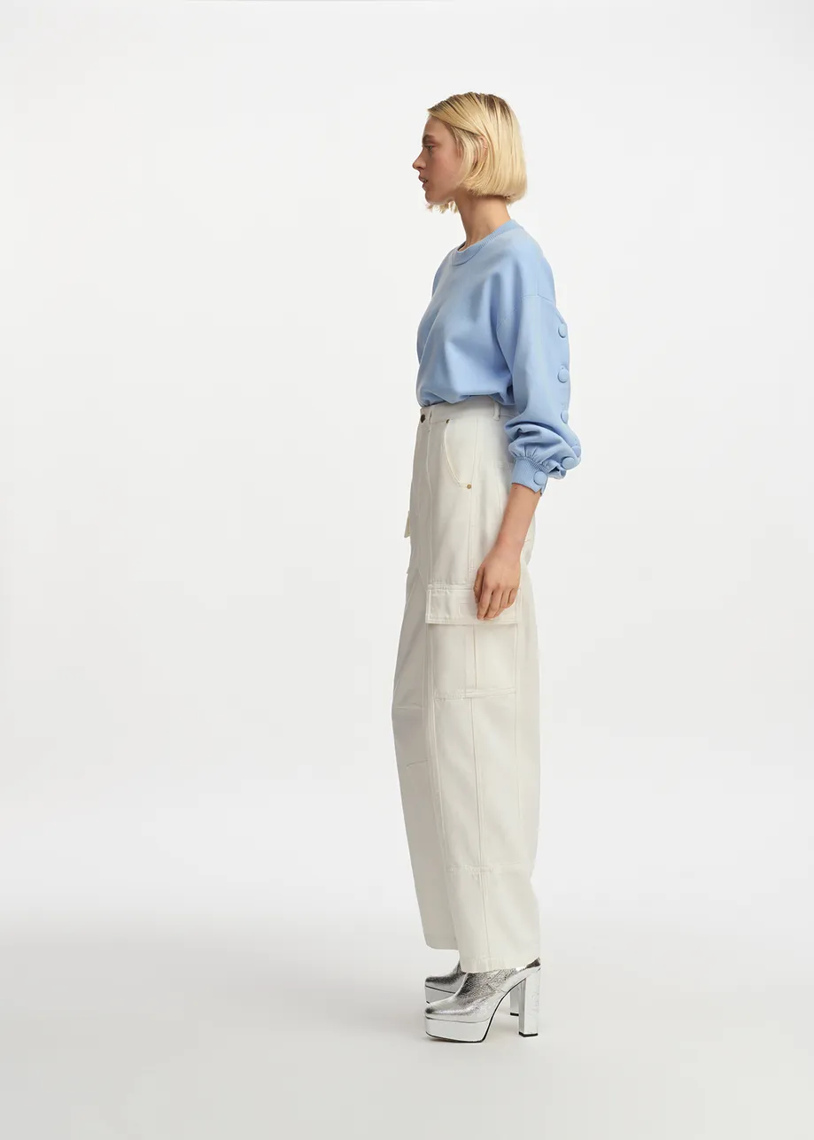 Off-white wide-leg cargo jeans