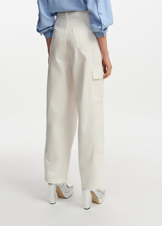 Off-white wide-leg cargo jeans