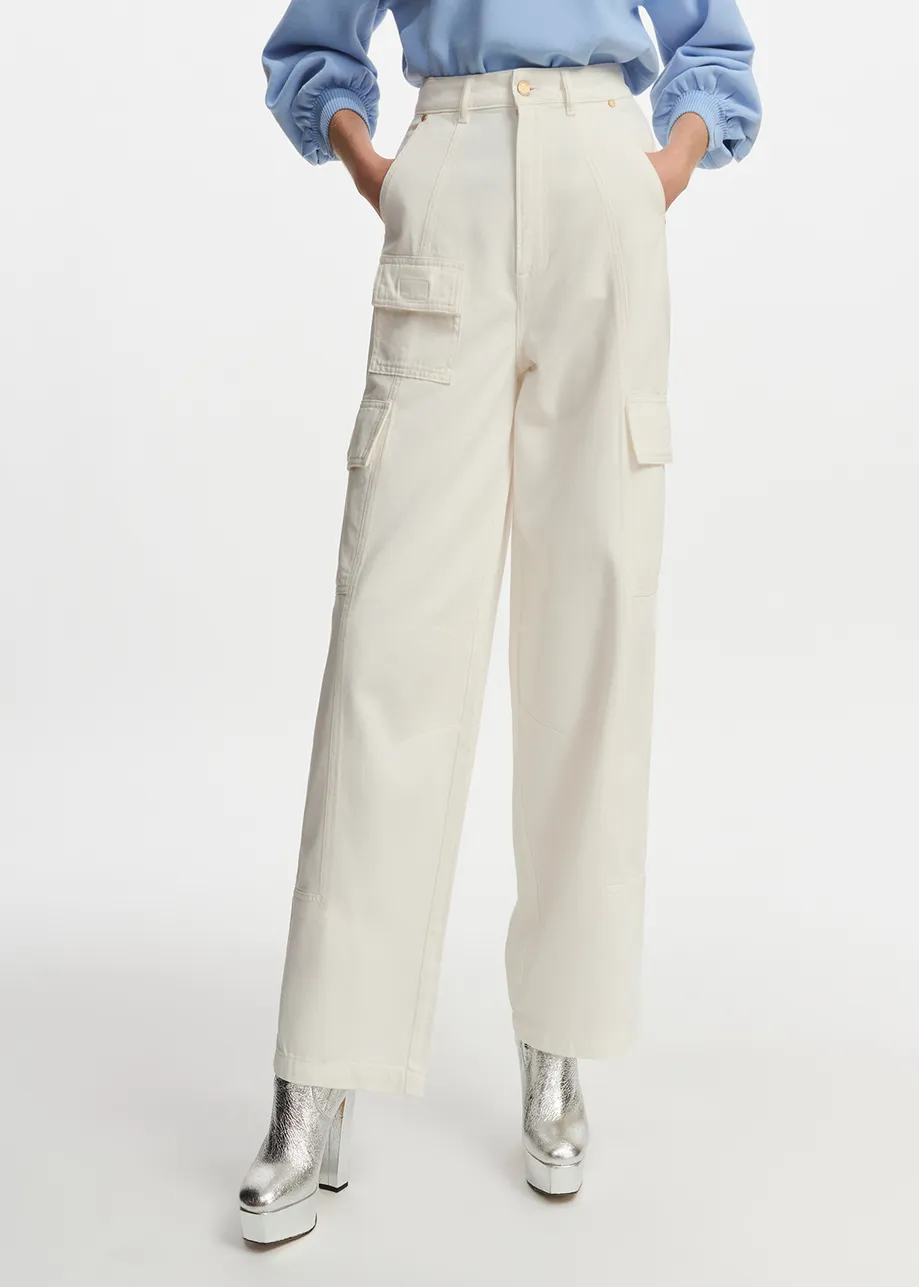 Off-white wide-leg cargo jeans