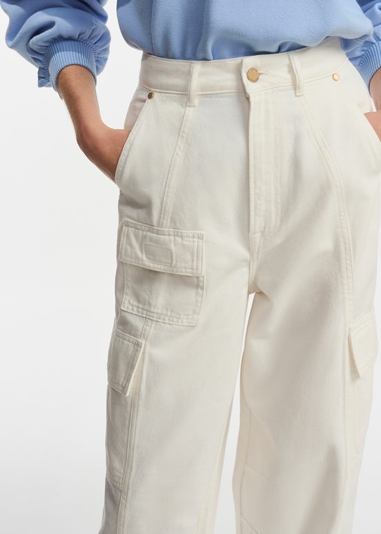 Off-white wide-leg cargo jeans