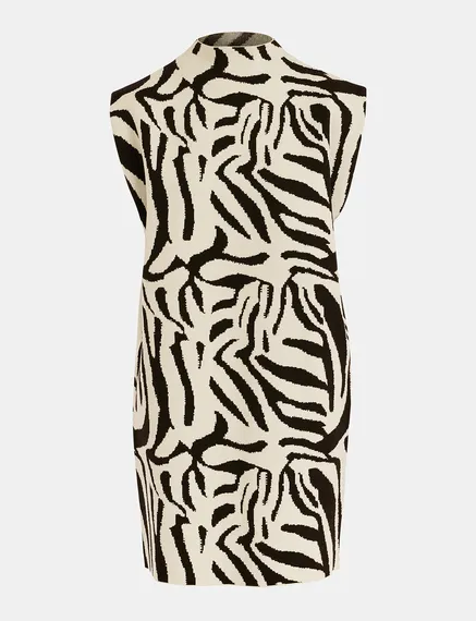 Off-white and black zebra jacquard-knitted dress