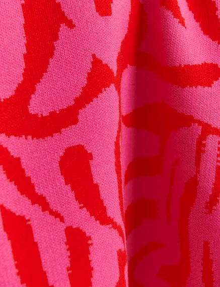 Pink and red zebra jacquard-knitted dress