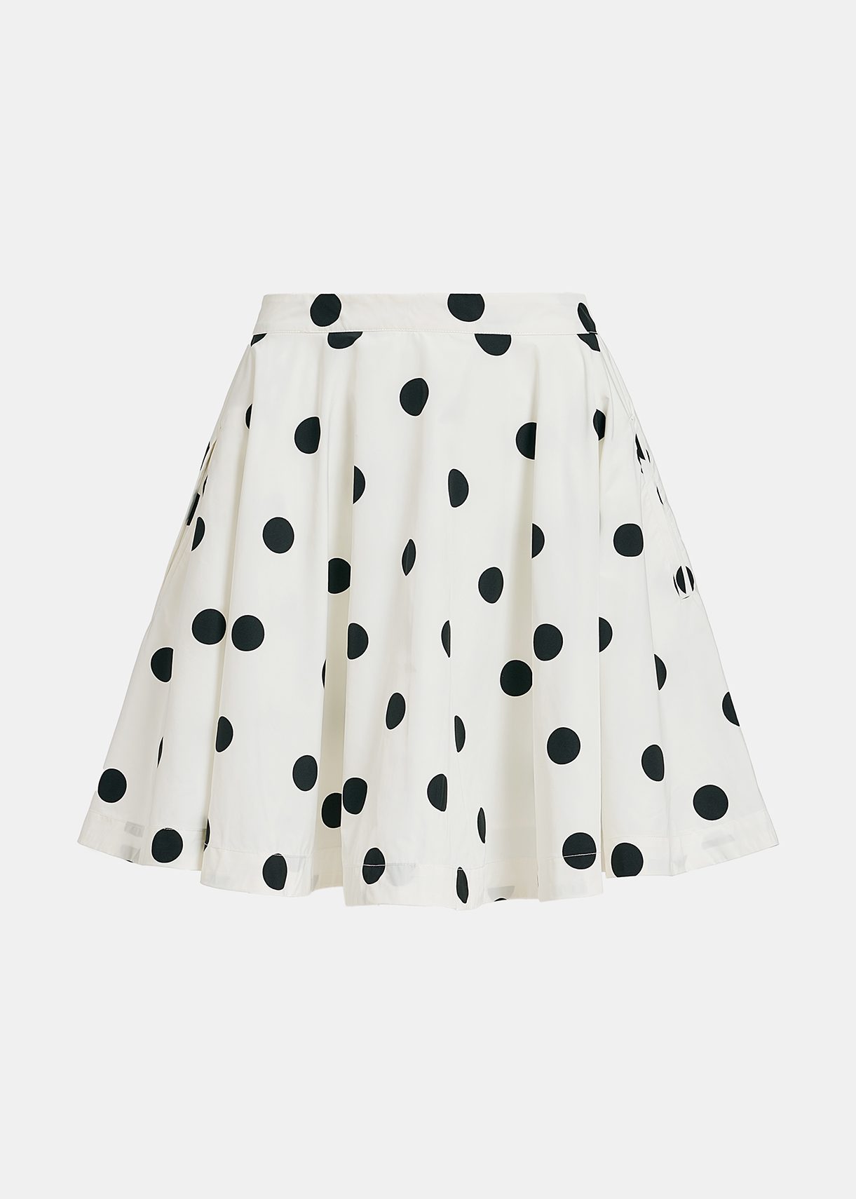 White and black polka-dot voluminous mini skirt