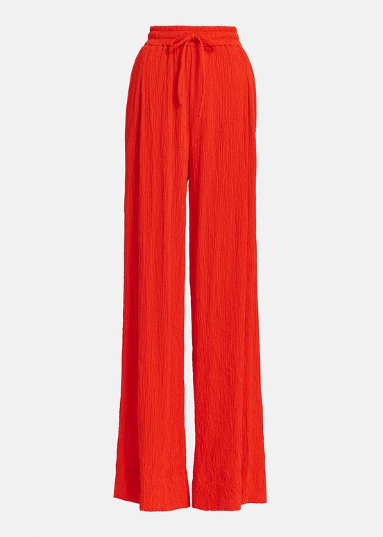 Pantalon large en cloqué rouge