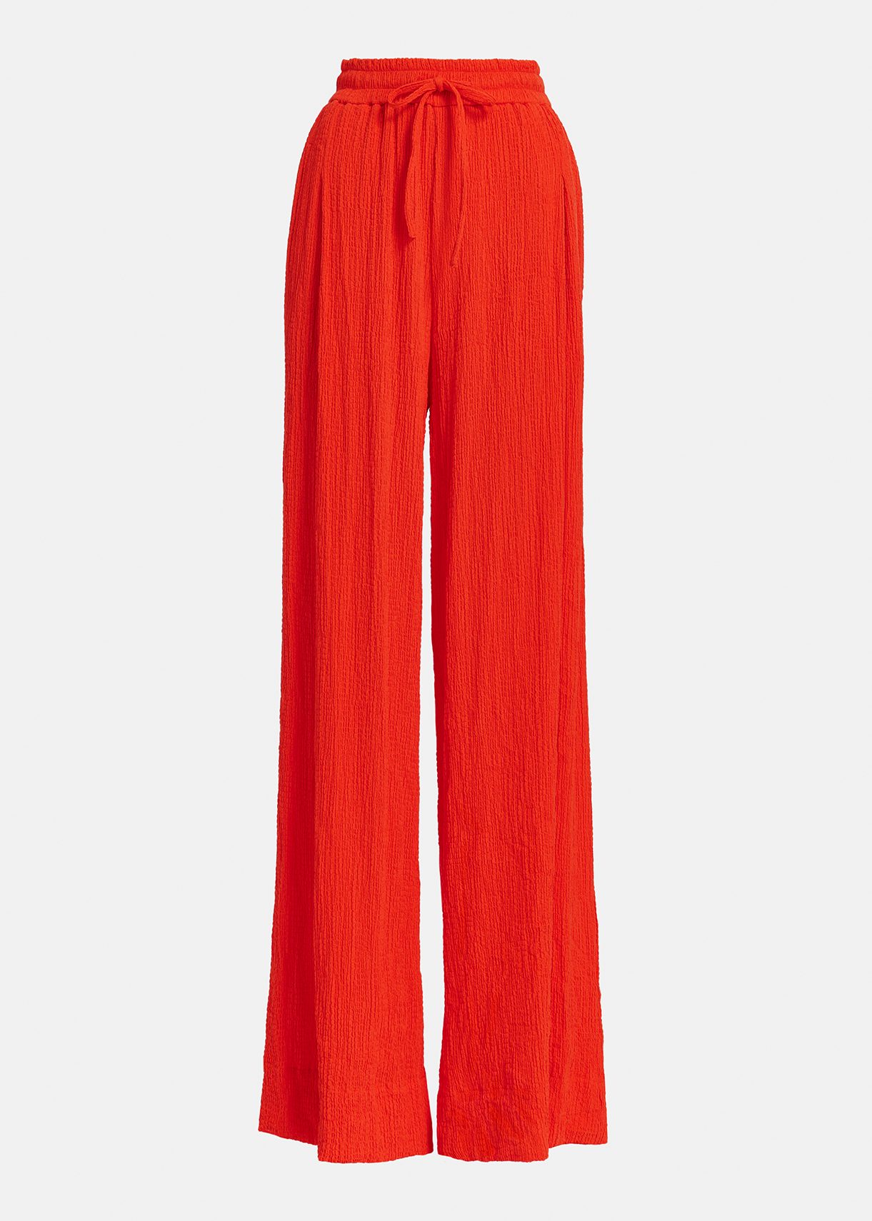 Red wide-leg seersucker pants