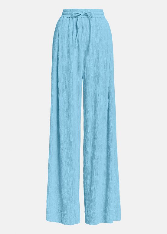 Pantalon large en cloqué bleu clair