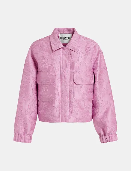 Lilac floral-jacquard cropped jacket