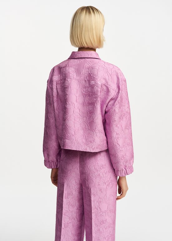 Lilac floral-jacquard cropped jacket