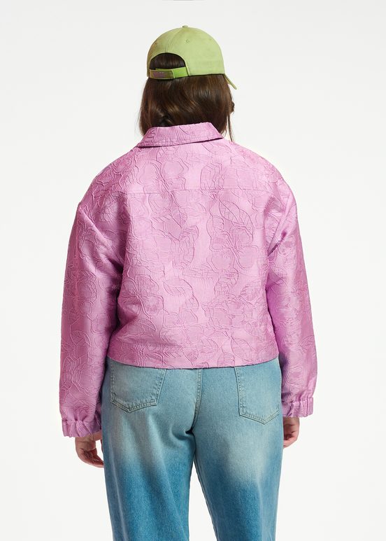 Lilac floral-jacquard cropped jacket