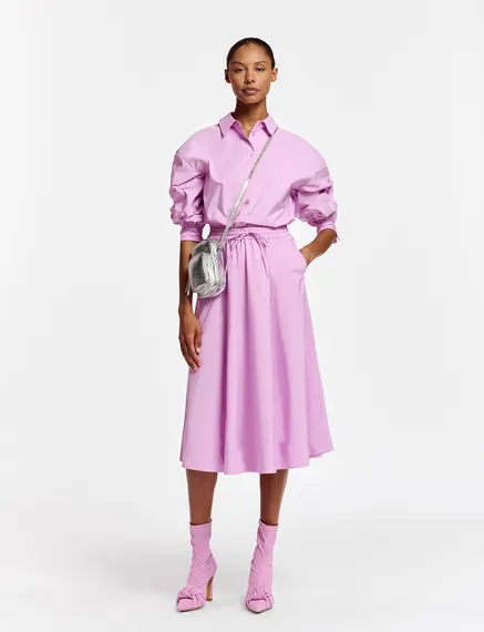 Lilac midi-length A-line skirt