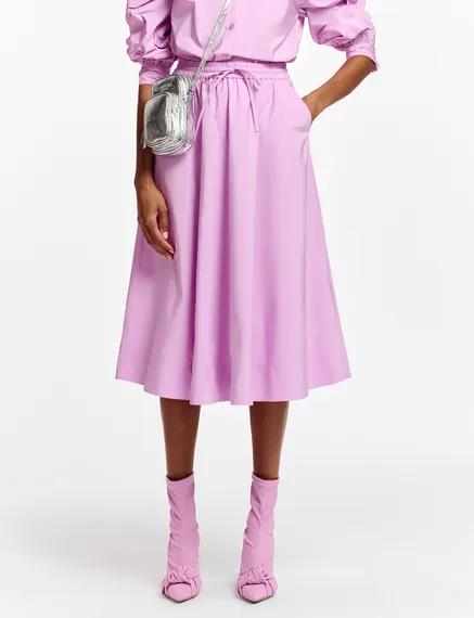 Lilac midi-length A-line skirt